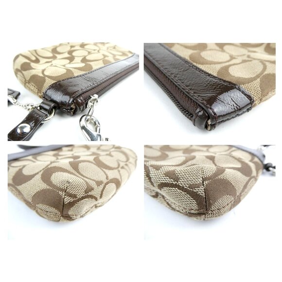 Coach Signature Khaki Brown Wristlet - Picture 9 of 12